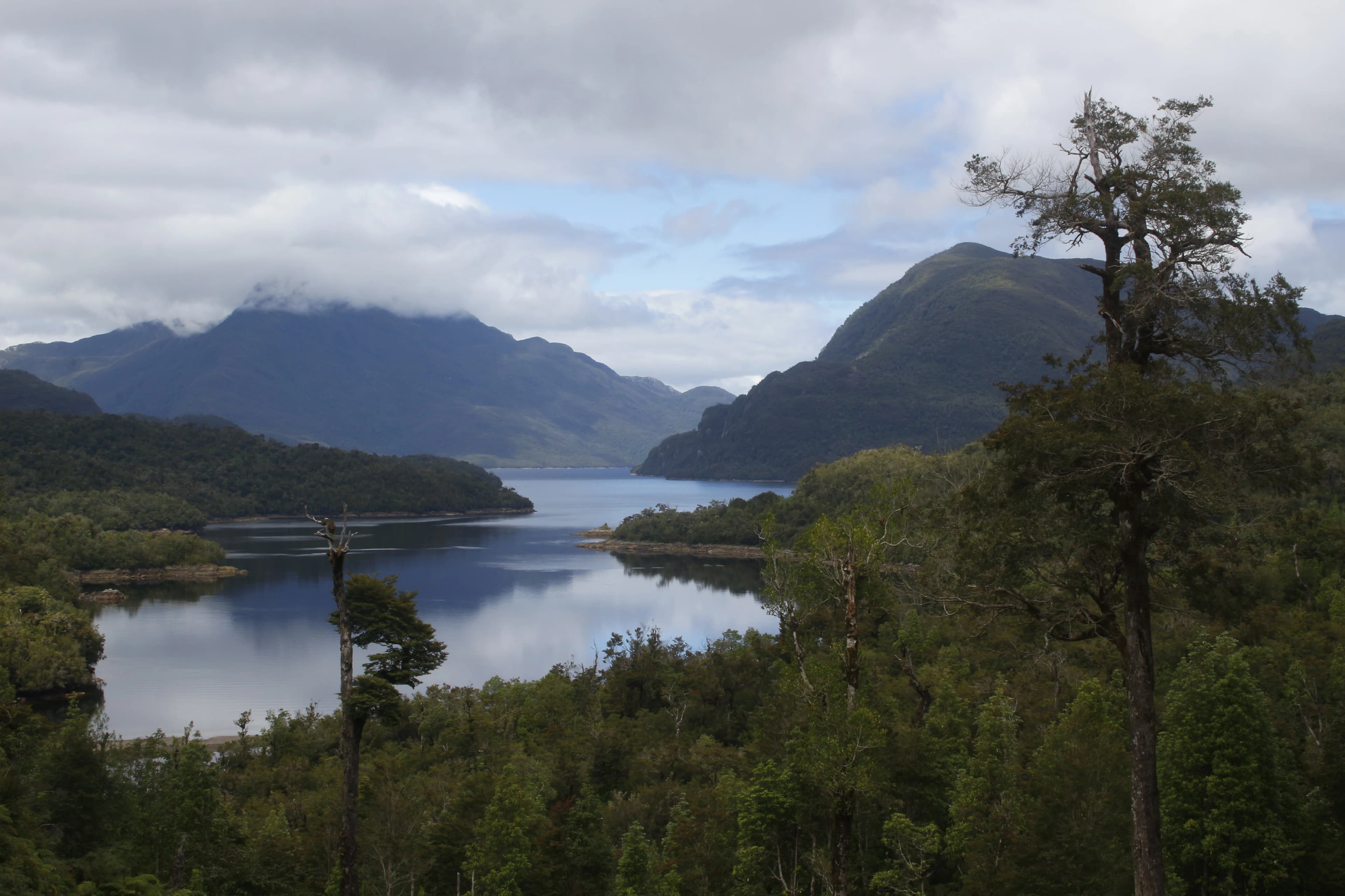 Fiordos y canales entre montañas en el Archipiélago de los Chonos, Aysén
